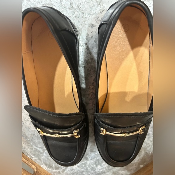 Women’s Black Lug Sole platform mid chunky xfords shoes w/metal chain size 9 NIB - Picture 3 of 5